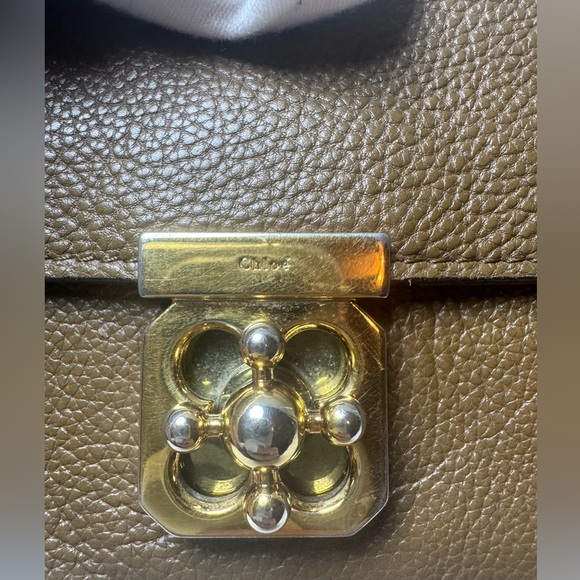 Chloe Bi-Fold Wallet Flap Pebbled Brown Leather Wallet with Gold Clasp - Picture 7 of 16